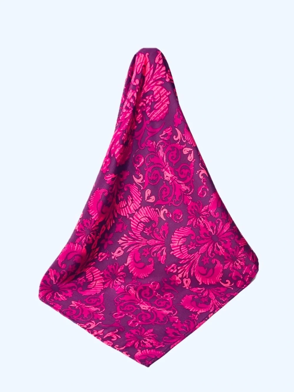 NWT SILKLETTE Floral Mosaic 100% Fine Silk Kerchief Scarf Red/Deep Purple